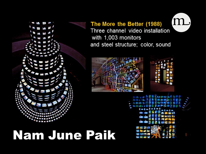 The More the Better (1988)  Three channel video installation  with 1,003 monitors